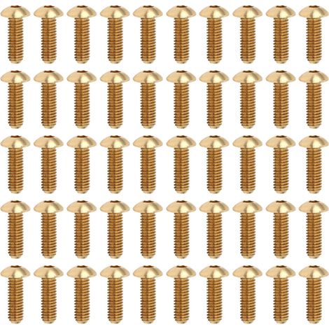 50 vis à tête bombée en cuivre pur, lot de fixation M4 x 12 mm, accessoires de quincaillerie à six pans creux (1/5)