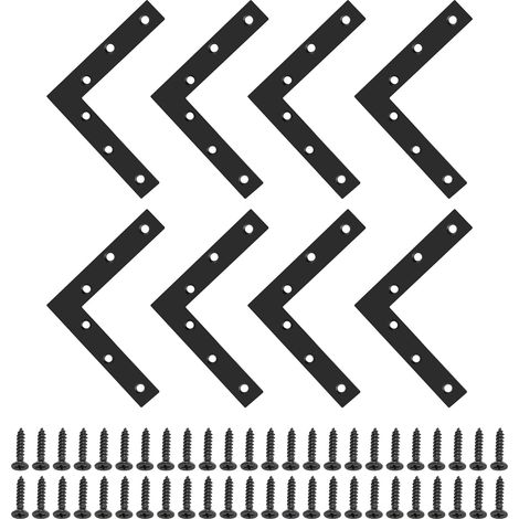 8 Équerre Plate, Acier Inoxydable Noir Mat, Fixation L 120mm, Support Meuble Jardin (1/5)