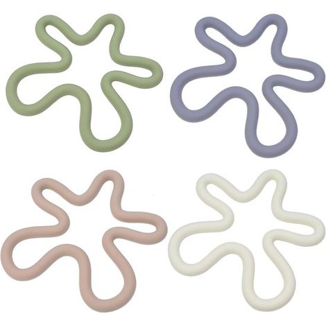4er-Set Silikon-Untersetzer in Blumenform, hitzebeständig und rutschfest, in 4 Pastellfarben, für Pfannen, Gläser und als Tischdekoration (1/5)