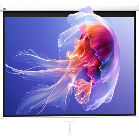 Écran de Projection 120" 4:3 HD 4K, Boîtier en Métal, Écran Hauteur Réglable Manuellement, 244x183cm, Blanc (1/4)