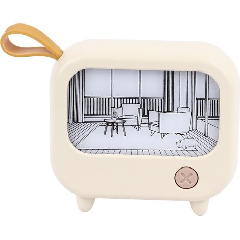 Veilleuse lumineuse en forme de téléviseur, 2 modes d'éclairage, rechargeable par USB, lampe de chevet portable, décoration pour chambre à coucher, jaune (1/5)