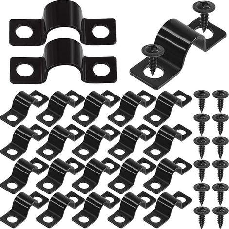 Colliers de Serrage en U à Deux Trous de 8 mm, Vis Autotaraudeuses, Métal, Noir