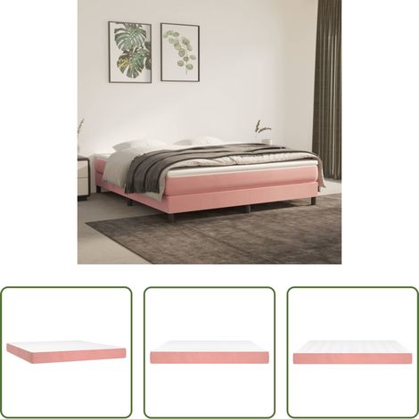 vidaXL Mousse - Matelas de lit à ressorts ensachés fermeté moyenne Rose 180x200x20 cm Velours (1/5)