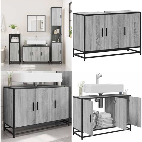 vidaXL Armoire de lavabo de salle de bain sonoma gris 90x33x60 cm