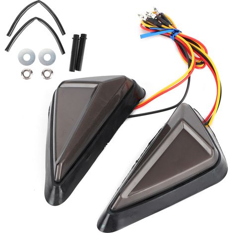 2 Pièces Feux Clignotants Moto LED Universels en L Triangulaires Indicateurs de Virage Blanc Jaune (1/5)