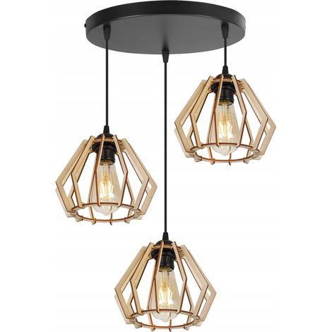 Lámpara colgante de techo LED moderna de madera (1/5)