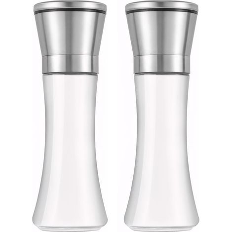 Moulin À Sel Et Poivre - Lot De 2 - Verre Et Acier Inoxydable - Broyeur Céramique Réglable - Pour Cuisine Et Table - 190 Ml (1/5)