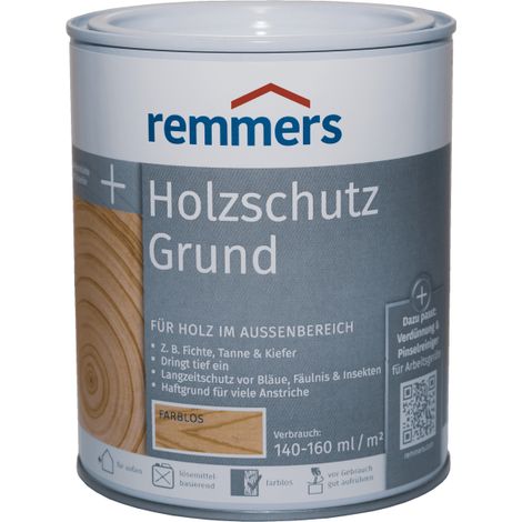 Remmers Holzschutz-Grund farblos, 0,75 Liter, Holz Imprägnierung für außen, Holzschutz vor Pilzen und Insekten, atmungsaktiv, überstreichbar