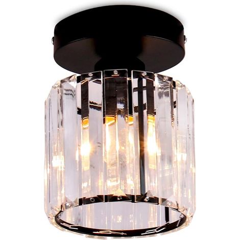 Suspension moderne en cristal noir, idéale pour îlot de cuisine, salle à manger, chambre ou couloir. Culot E26. (1/5)