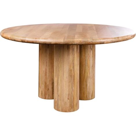 Runder Esszimmertisch ORINO 140 cm aus massivem Mangoholz – Designer-Tisch mit zylindrischen Beinen