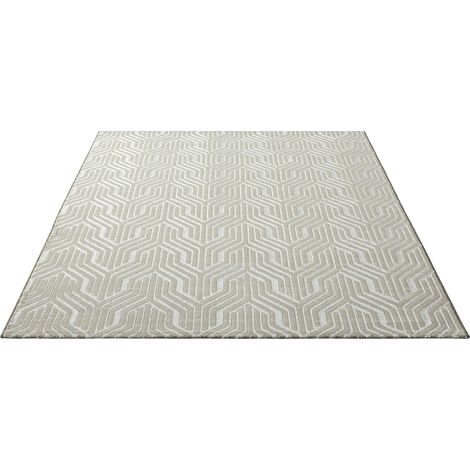 FLOORNOVO Hochflor Teppich Beige gemustert - 170 x 120 cm - Besonders Weicher Teppich Wohnzimmer & Badezimmerteppich - Pflegeleicht - vielseitig einsetzbar im Innenbereich (1/2)