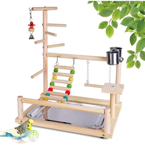 Wooden Parrot Playground Climbing Swing Cage Birds Exercise Games Training Platform, Parrot Playground for Lovebirds Parakeets and Small Birds 9 (1/5)