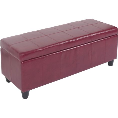 Banco baúl Kriens, cuero + polipiel, 112x45x45cm Certificado MVG, rojo