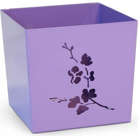 Alubox kalì portavaso orchidea, acciaio, lilla, 13x13x12 cm