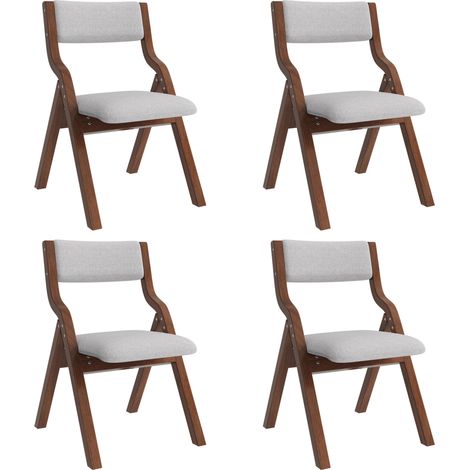 Pack de 6 sillas de comedor plegables de madera y lino gris 55 x 49 x 81 cm HOMVRA (1/5)