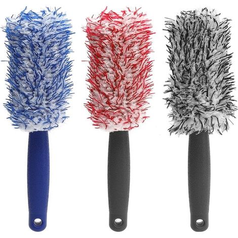 3 Pièces Brosse pour Jantes de Voiture, Brosse pour Jantes en Microfibre Haut de Gamme, Brosse Nettoyante pour Jantes, Brosse en Microfibre pour Nettoyer Les Jantes de Voiture et de Moto (1/5)