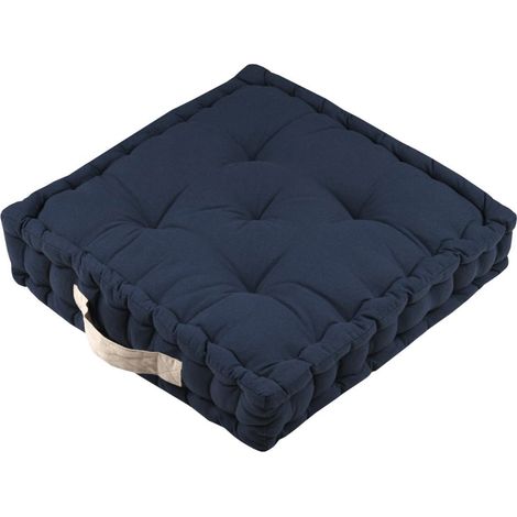 Coussin de sol épais en coton 43x43x10 cm – Couleur marine – 100% coton pour confort optimal – Créez des places assises autour d'une table – Stof