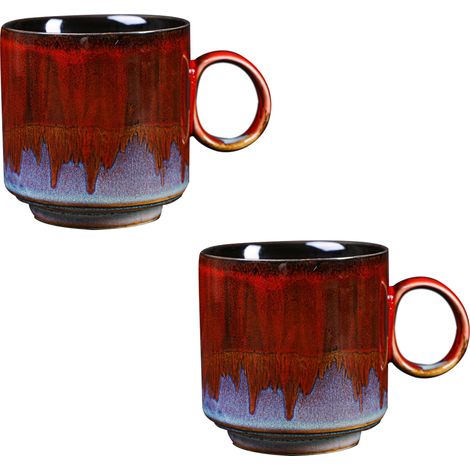 Tasse café céramique émaillée grand format, grande anse, mug pour bureau maison (1/5)