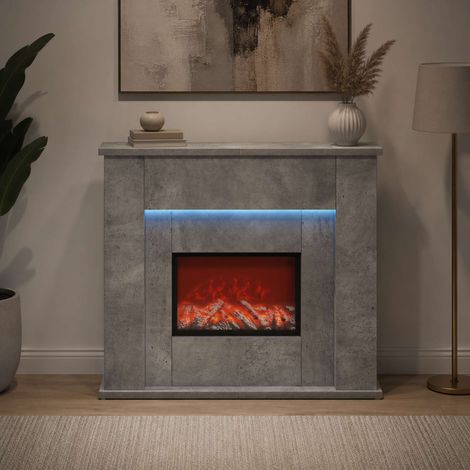 Camino con striscia LED Cemento 63 x 20 x 54,5 cm vidaXL (1/5)