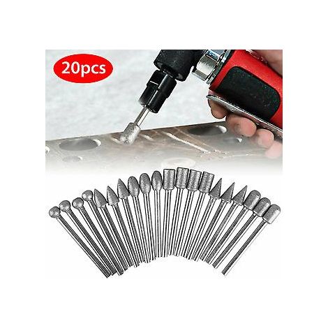 Ensemble de 20 fraises diamantées grain 120 pour outil de meulage rotatif ( )