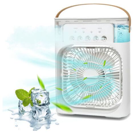 Ventilateur et brumisateur extérieurVentilateur de climatiseur portable, 4 sur 1 mini ventilateur de refroidissement personnel avec spray a brume d'eau, 3 vitesses evaporative Air refroidisseur petit (1/5)