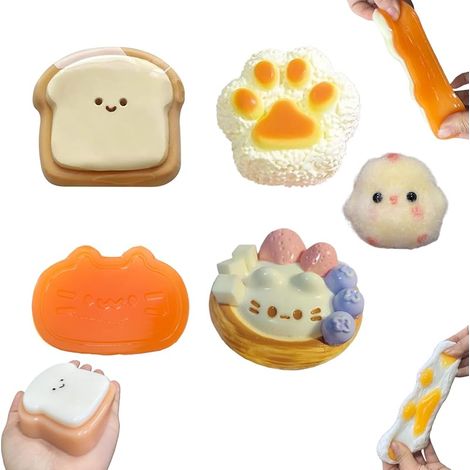 Lot de 5 Squishy Fufu, Squishy Taba, Squishy Patte de Chat, Jouets Anti-Stress Mignons pour Soulager le Stress (1/5)