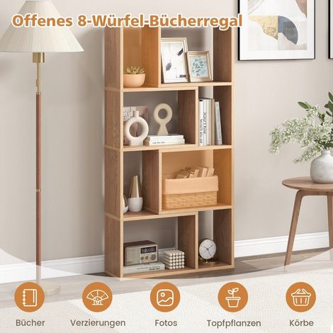 Estanteria con 8 cubos 4 niveles 60x20x120 cm madera natural (1/5)