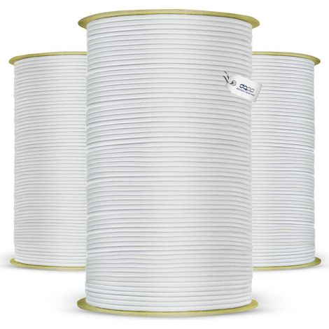 DQ-PP WEISSES gummiseil - 12mm - 100m - Expander Gummischnur Elastiches Gummikordel Spannseil Planen Spangummi (1/5)