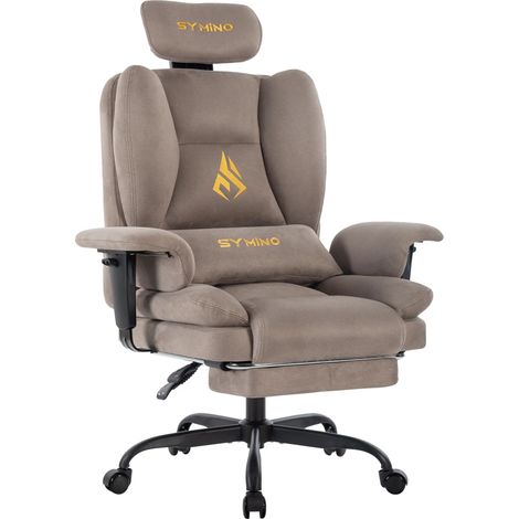 Symino Chaise Gaming Fauteuil Gaming avec Repose-Pieds - Siège en Imitation Daim Noir - Réglable Hauteur et Accoudoirs - Capacité 134kg