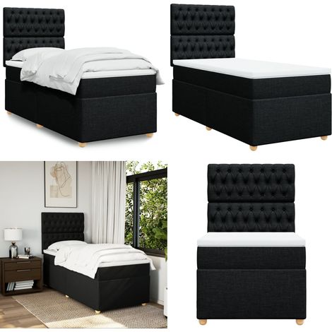Boxspringbett mit Matratze Schwarz 100x200 cm Stoff - Boxspringbett - Doppelbett - Schlafsystem - Bettenrahmen - Bettgestell - Home & Living (1/5)