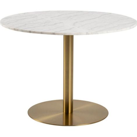 Mesa Norsica 420, Dorado + Mármol blanco, 75x0x0cm, Mármol, Metal