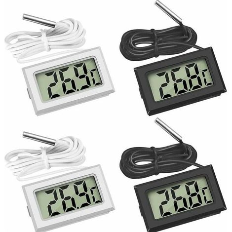 (2X Noir 2X Blanc,46x28x15mm)Mini Digital LCD Thermomètre Température avec Sonde de Température Capteur Testeur (1/5)
