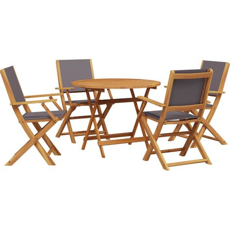 Maison Exclusive - Set Pranzo da Giardino 5pz Antracite Tessuto e Legno Massello (1/5)