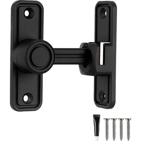 Kit de verrouillage pour porte coulissante de grange, loquet noir, ouverture par simple pression, perçage, double mode 90°/180° (1/5)