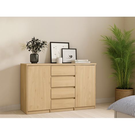 Dmora - Credenza Angelika, Buffet da soggiorno, Madia da salotto, Dispensa da cucina, 121x50 h91 cm, Rovere (1/5)