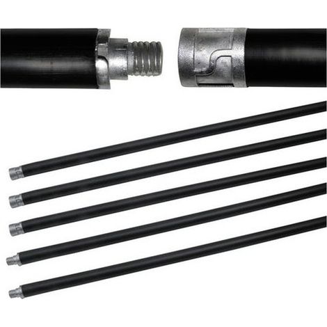 Cannes de ramonage semi-rigides 7m – Kit de 5 cannes avec embouts en zamac – Compatible hérissons femelles à visser – DMO