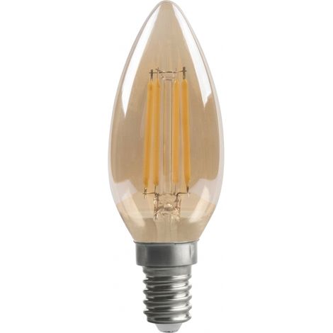 Glühlampe mit Kerzenfaden, 4 W, 380 lm, E14, bernsteinfarben, 2700 K