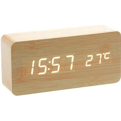 Horloge Réveil - AAABR - Digital LED - Bois Imitation - Thermomètre - Alarme (1/3)