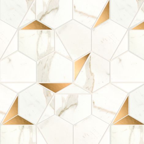 Mosaïque effet Marbre Blanc Calacatta Prima Hexa 29x25,1x0,85 cm Brillant Faventa - Mur intérieur (vendu par carton de 0,4367 m²) - RO'MA CARRELAGE