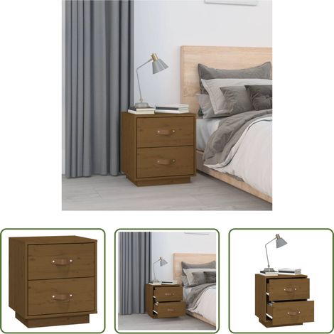 Bois de pin massif - Table de chevet Marron miel 40x34x45 cm Bois de pin massif (1/5)