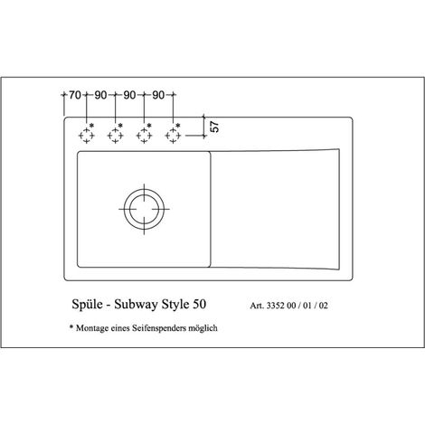 Villeroy & Boch 335202R8 EB-SP Subway Style 50 900x510mm