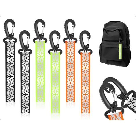 Lot de 6 bandes réfléchissantes pour enfants, utilisables pour poussette, cartable, sac à dos, vêtements, porte-clés, course à pied. En métal non précieux. (1/5)