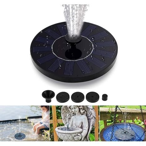 Fontaine solaire d'extérieur 1,4 W avec 4 styles de jet,flottante avec panneau solaire pour jardin, abreuvoir à oiseaux ou bassin. (1/4)