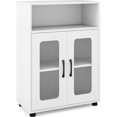 Mueble de baño 60 x 30 x 83 cm con balda regulable de 3 niveles y diseño antivuelco en contrachapado blanco 200017730