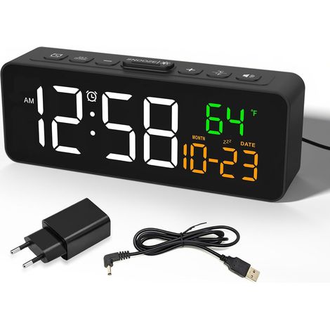 Réveil Numérique Petit, Réveil De Chevet avec Affichage Température/Date, 4 Niveaux Luminosité, 3 Niveaux Volume, Fonction Snooze, Format 12/24h, Son Fort – Idéal Salon/Chambre À Coucher (1/5)