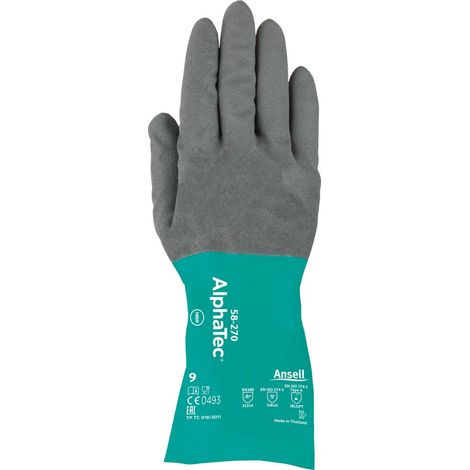 Ansell Handschuh AlphaTec 58-270, Gr. 7, schwarz/grün 12 Stk (1/5)