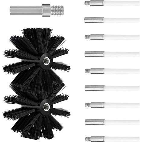 Chimney Cleaning Brush Kit, Diameter 200 mm, Chimney Cleaning Tool Kit Including 9 Flexible Rods 410 mm and 2 Brush Heads 200 mm Diameter for Wood Stoves (1/5)