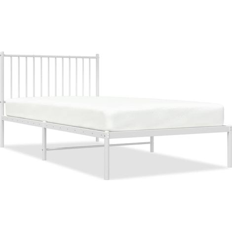 Maison Exclusive - Bettgestell mit Kopfteil Metall Weiß 100x200 c (1/5)