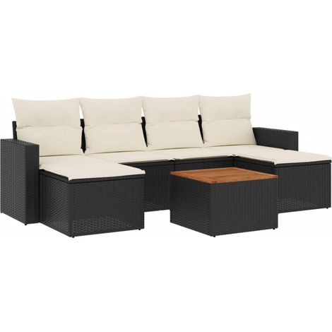 Set Divani da Giardino con Cuscini 7pz Nero Polyrattan vidaXL (1/5)
