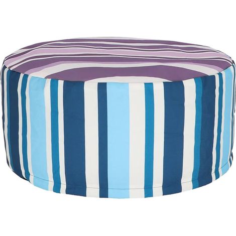 Pouf Extérieur Bayadère Bleu Mauve - Multi - 54 x 54 x H 27 cm - Livraison gratuite (1/5)